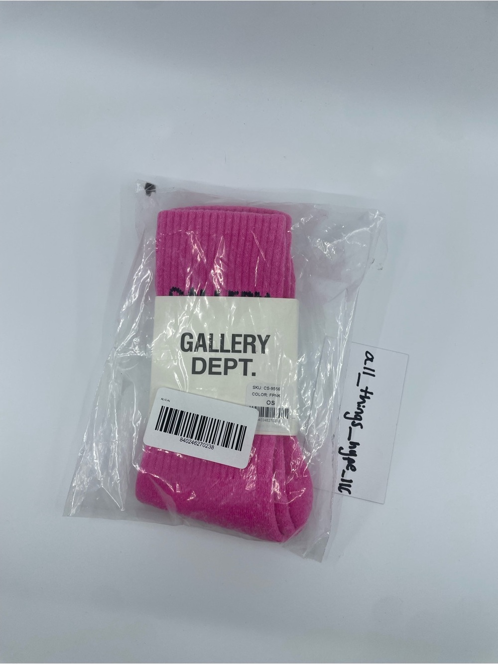 Authentic Gallery Dept Socks FPNK Pink Streetwear Designer Crew Socks New
